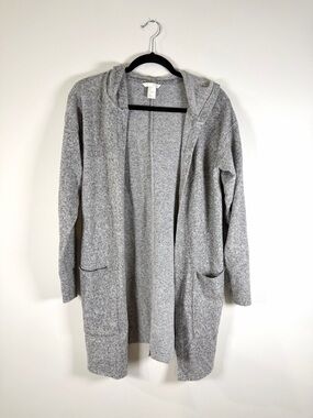 H&M Light Gray Hooded Open-Front Cardigan